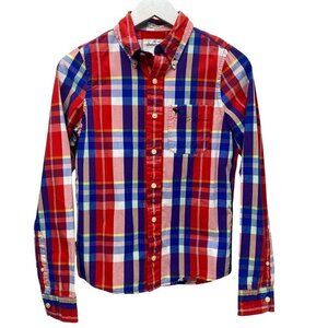 Abercrombie & Fitch Kids Boys XL Plaid Shirt Preppy Holiday Long Sleeve Buttonup